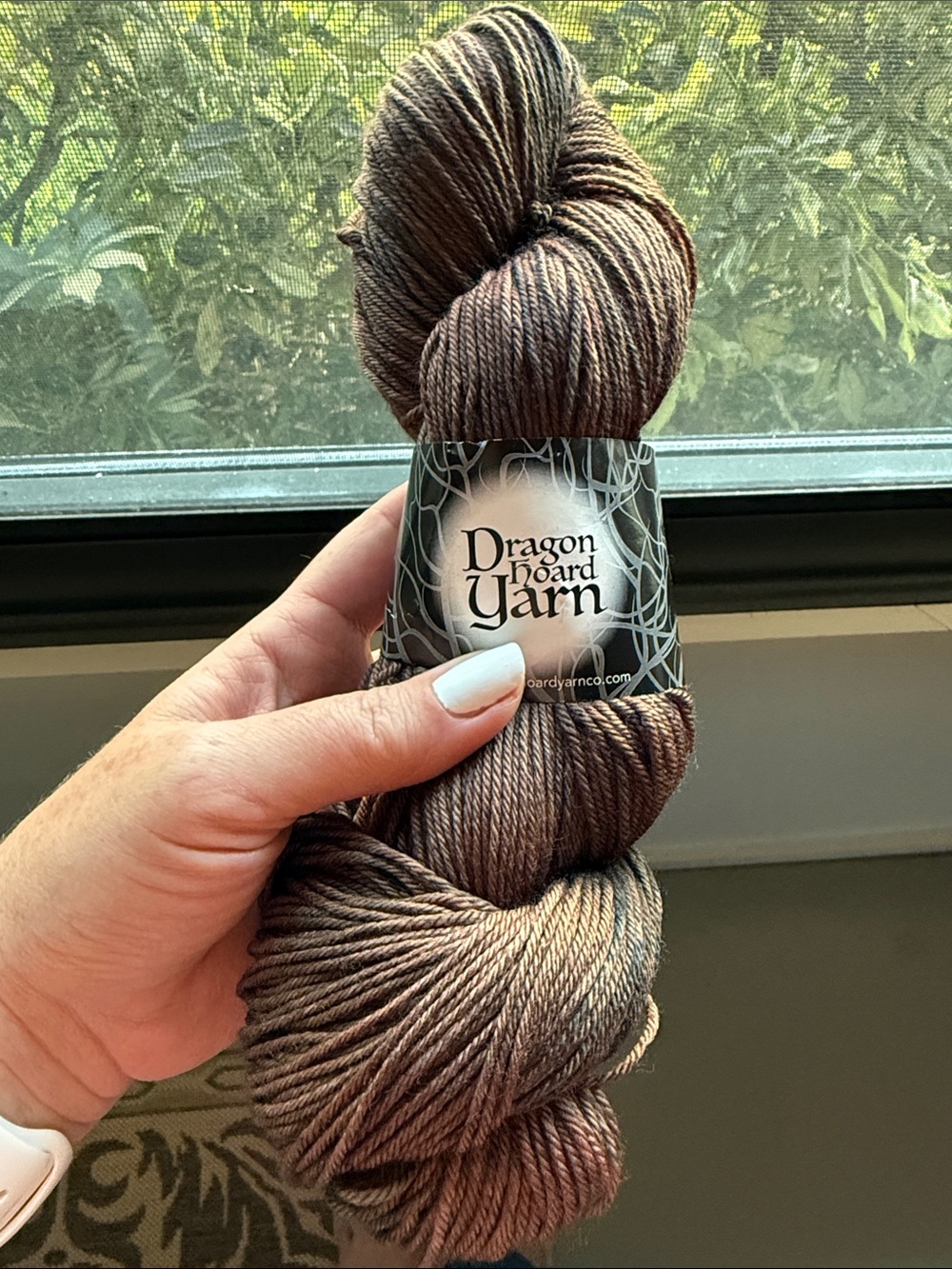 Dragon Hoard Yarn Hand-Dyed Skein - Sport weight. Color- Olive Juice